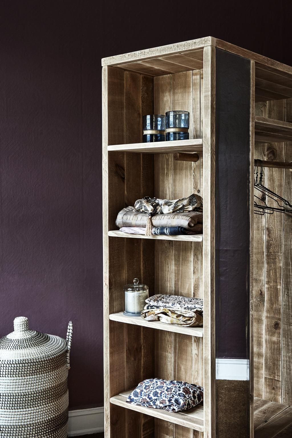 Nordal Kleiderschrank Mit Spiegel Nature Kiefer 50x120x178 Cm